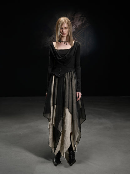 NORTH_NODE_Draped_Neckline_Mesh_Panel_Irregular_Hem_Women&