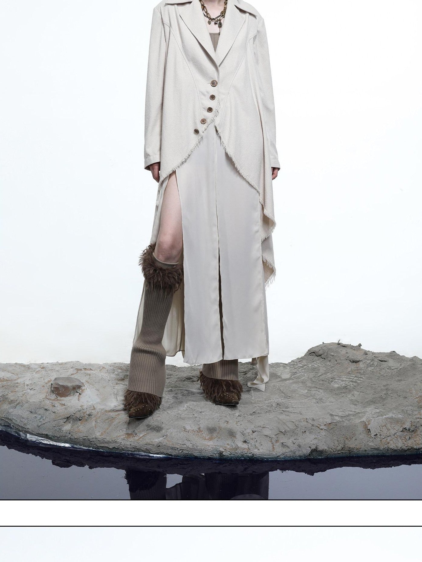 NORTH NODE Draped Patchwork Frayed Ruffle Women&