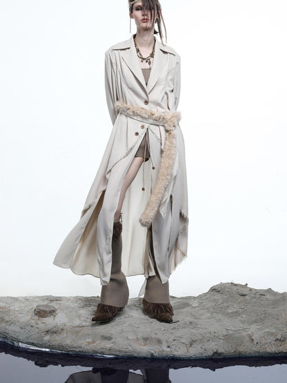 NORTH NODE Draped Patchwork Frayed Ruffle Women&