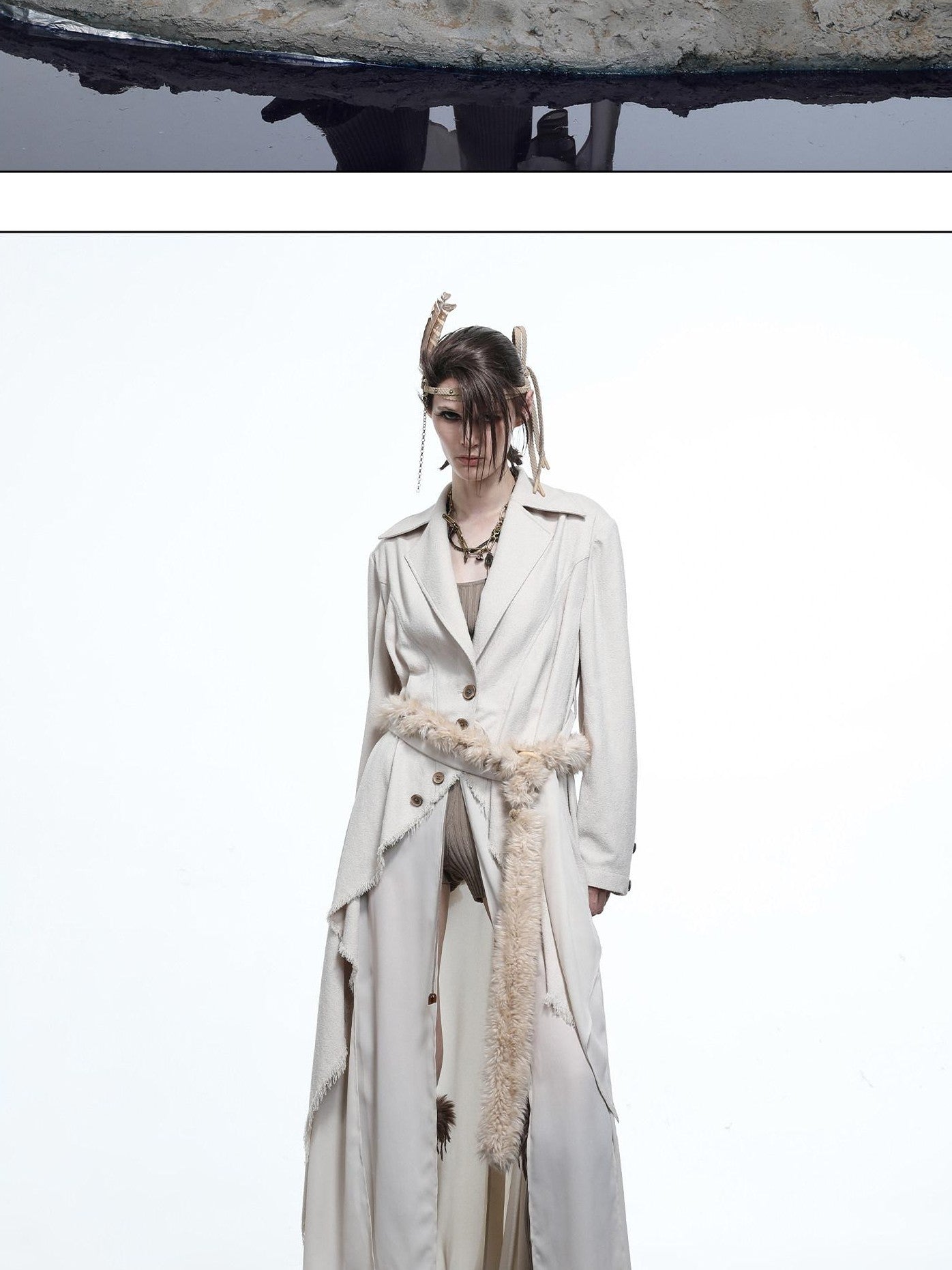 NORTH NODE Draped Patchwork Frayed Ruffle Women&