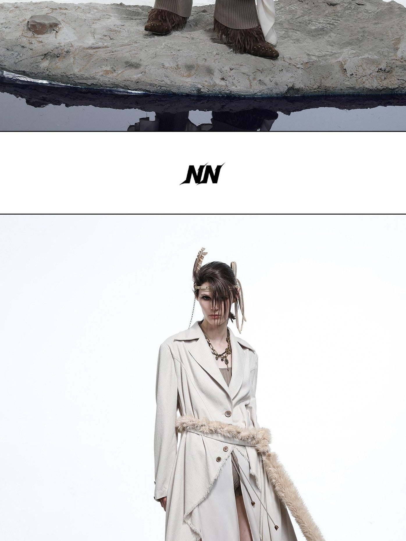 NORTH NODE Draped Patchwork Frayed Ruffle Women&