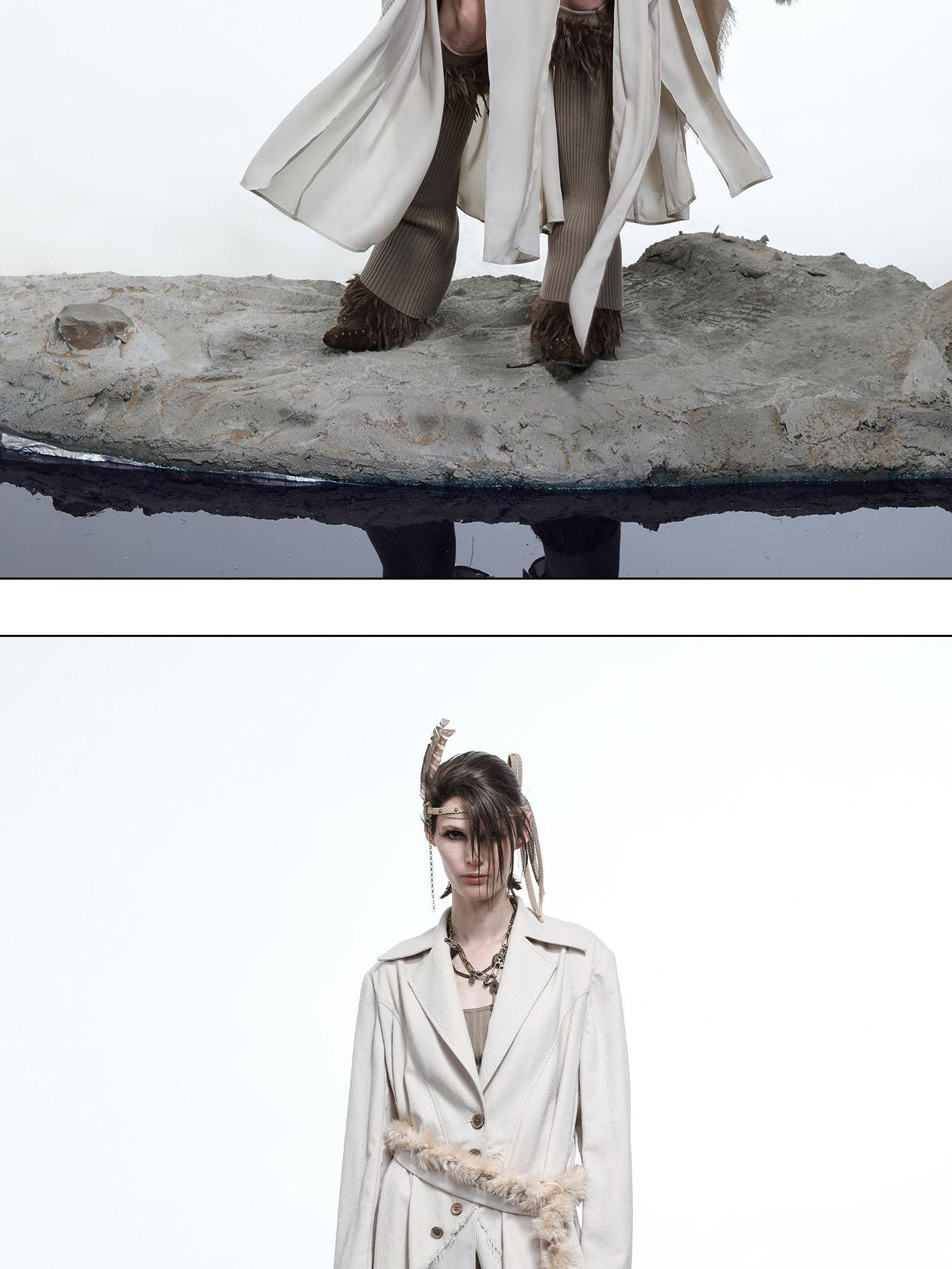 NORTH NODE Draped Patchwork Frayed Ruffle Women&