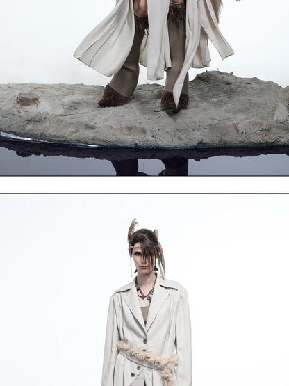 NORTH NODE Draped Patchwork Frayed Ruffle Women&