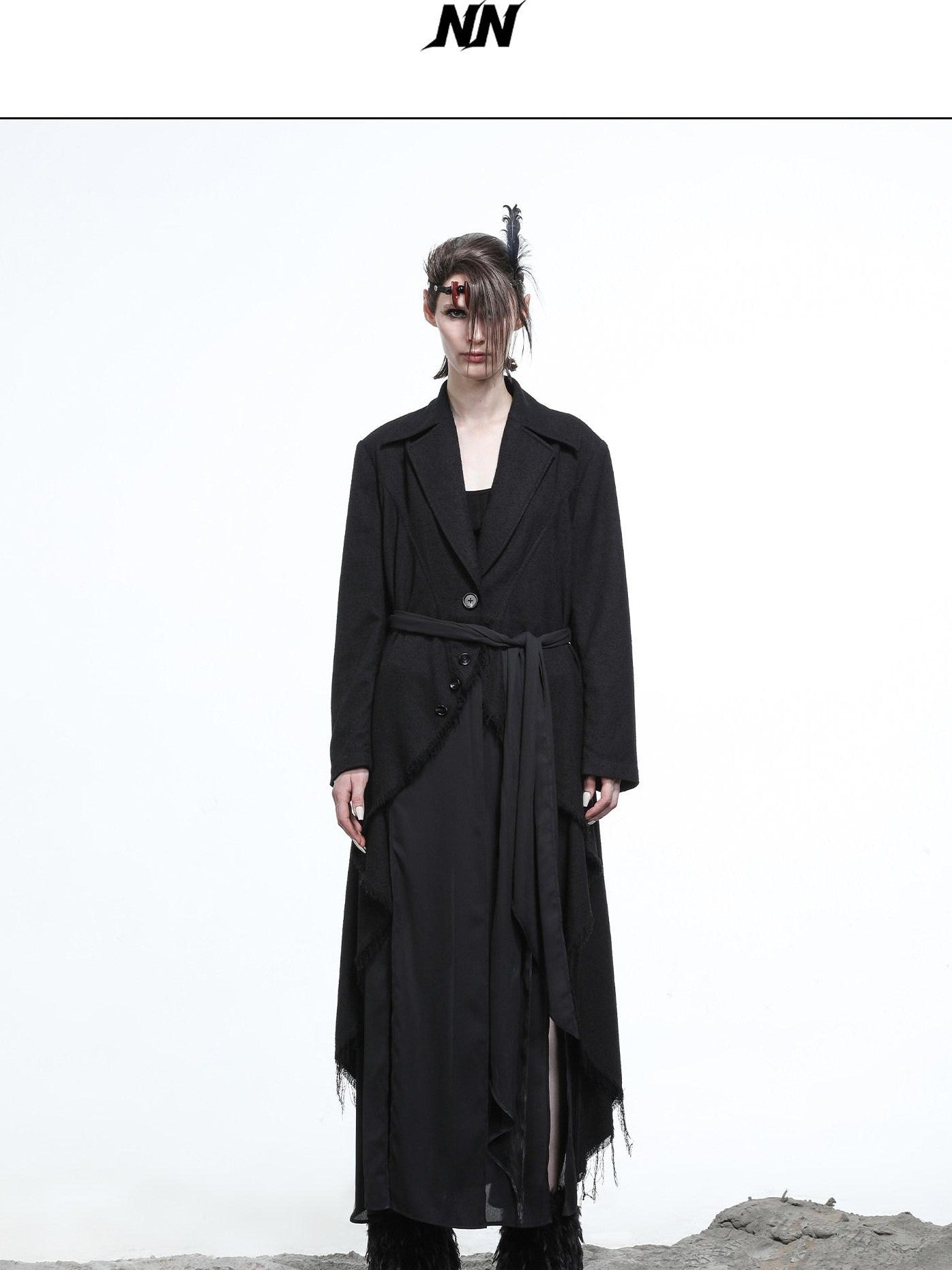 NORTH NODE Draped Patchwork Frayed Ruffle Women&