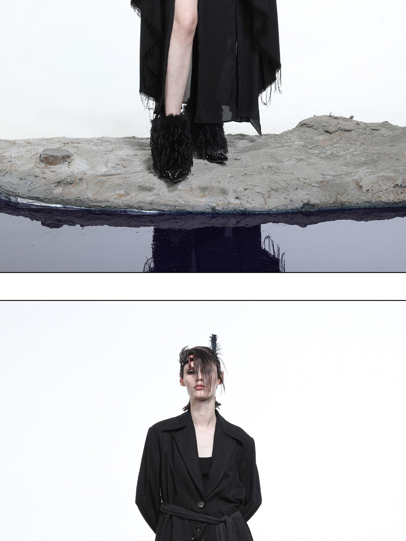 NORTH NODE Draped Patchwork Frayed Ruffle Women&