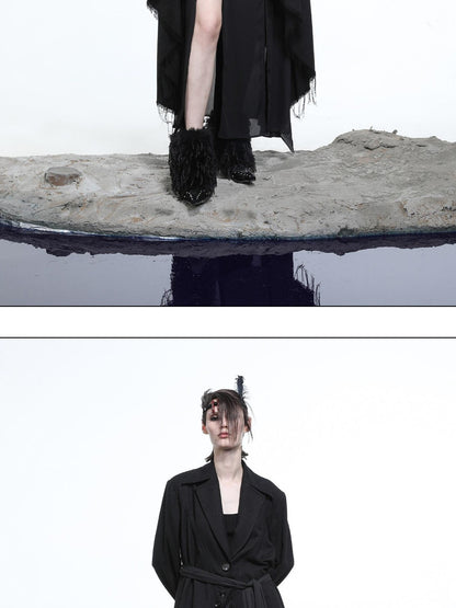 NORTH NODE Draped Patchwork Frayed Ruffle Women&