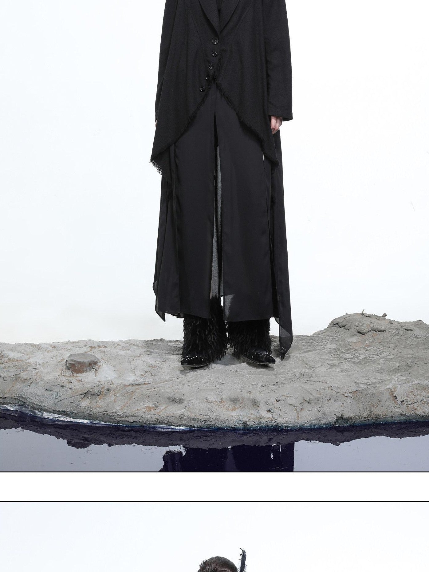 NORTH NODE Draped Patchwork Frayed Ruffle Women&