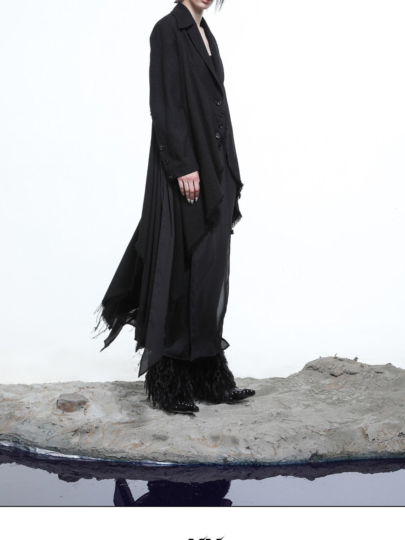 NORTH NODE Draped Patchwork Frayed Ruffle Women&