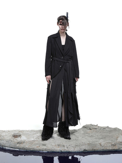 NORTH NODE Draped Patchwork Frayed Ruffle Women&