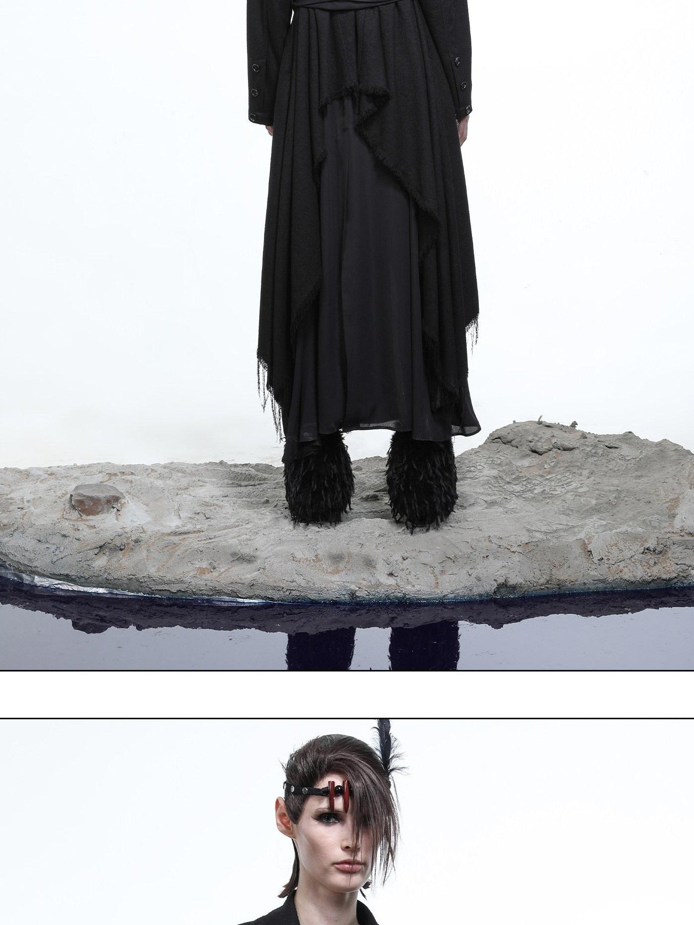 NORTH NODE Draped Patchwork Frayed Ruffle Women&