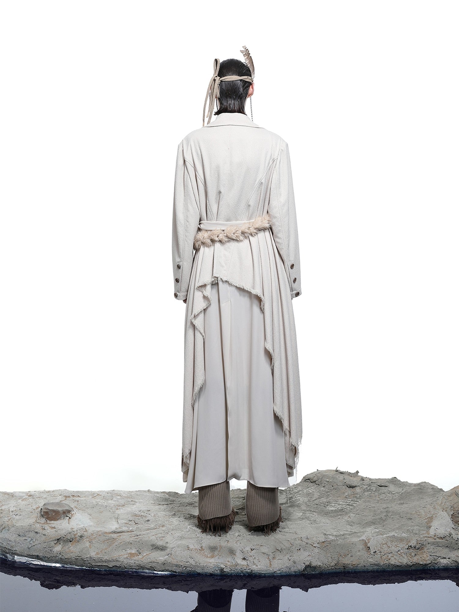 NORTH NODE Draped Patchwork Frayed Ruffle Women&