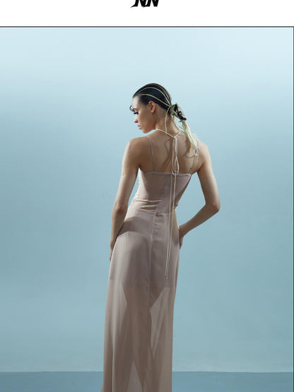 NORTH NODE Elegant Beaded Ruched Strappy Women&
