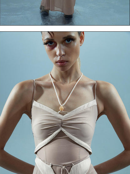 NORTH NODE Elegant Beaded Ruched Strappy Women&