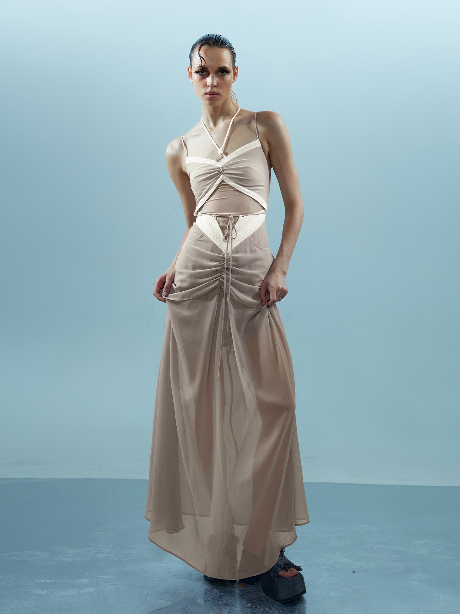 NORTH NODE Elegant Beaded Ruched Strappy Women&