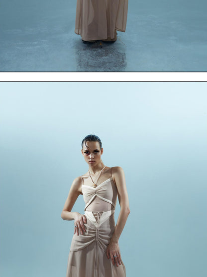 NORTH NODE Elegant Beaded Ruched Strappy Women&