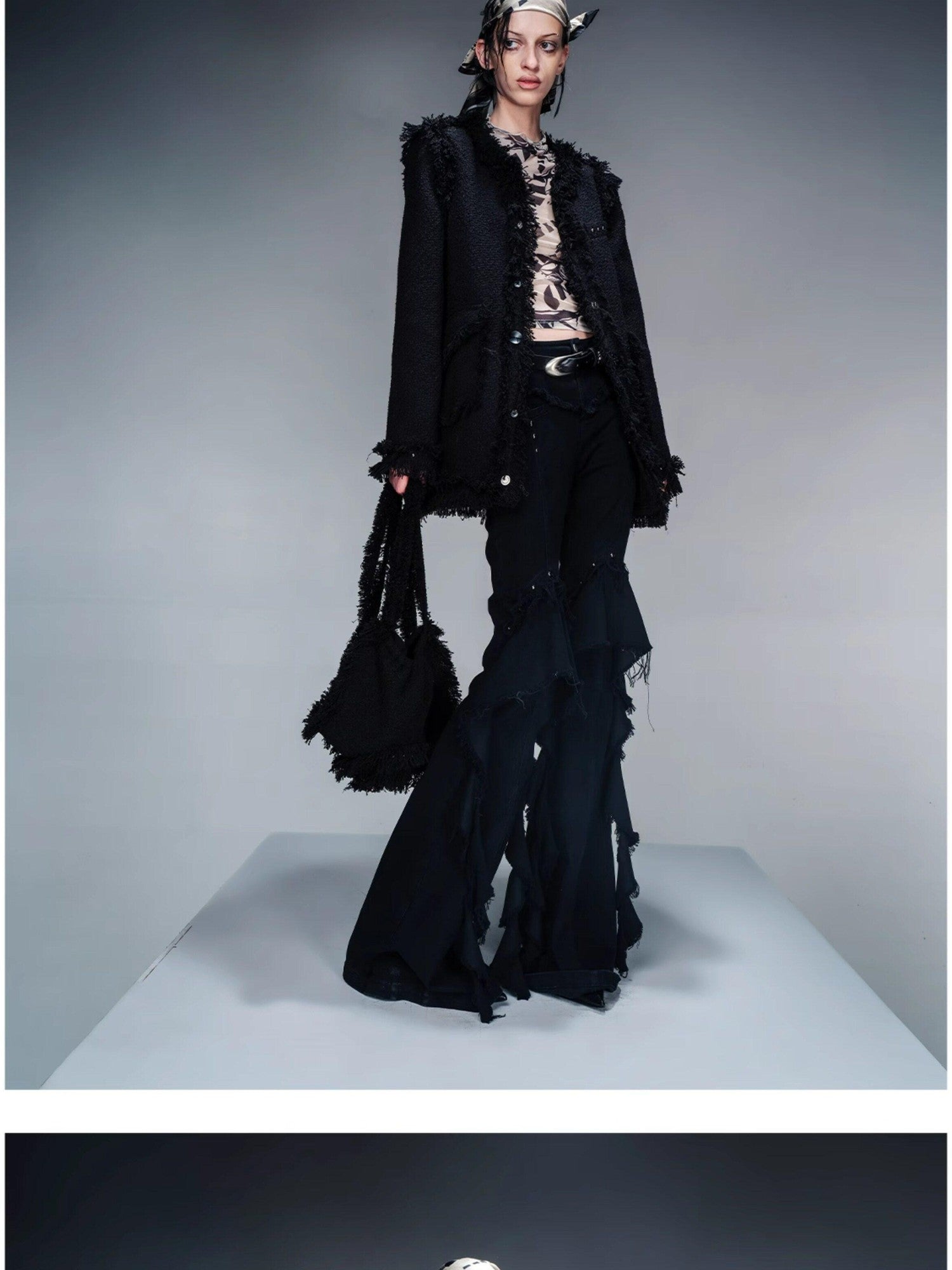NORTH NODE Elegant Structured V-neck Button Long Sleeve Women&
