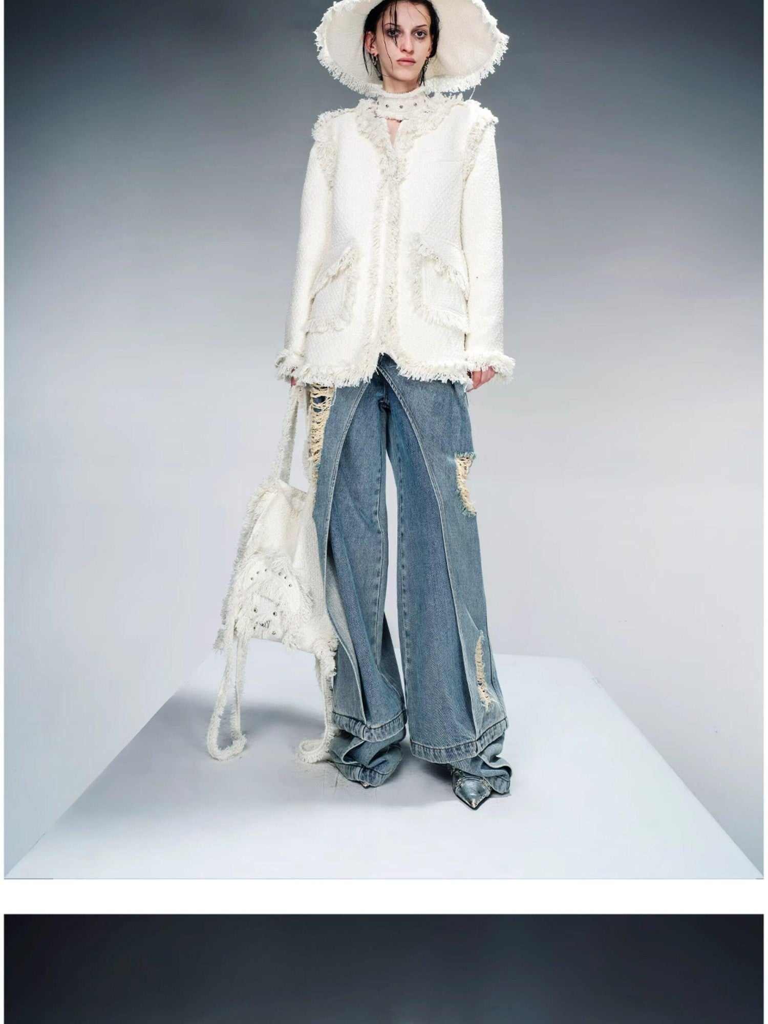 NORTH NODE Elegant Structured V-neck Button Long Sleeve Women&