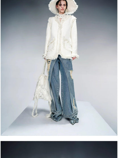 NORTH NODE Elegant Structured V-neck Button Long Sleeve Women&