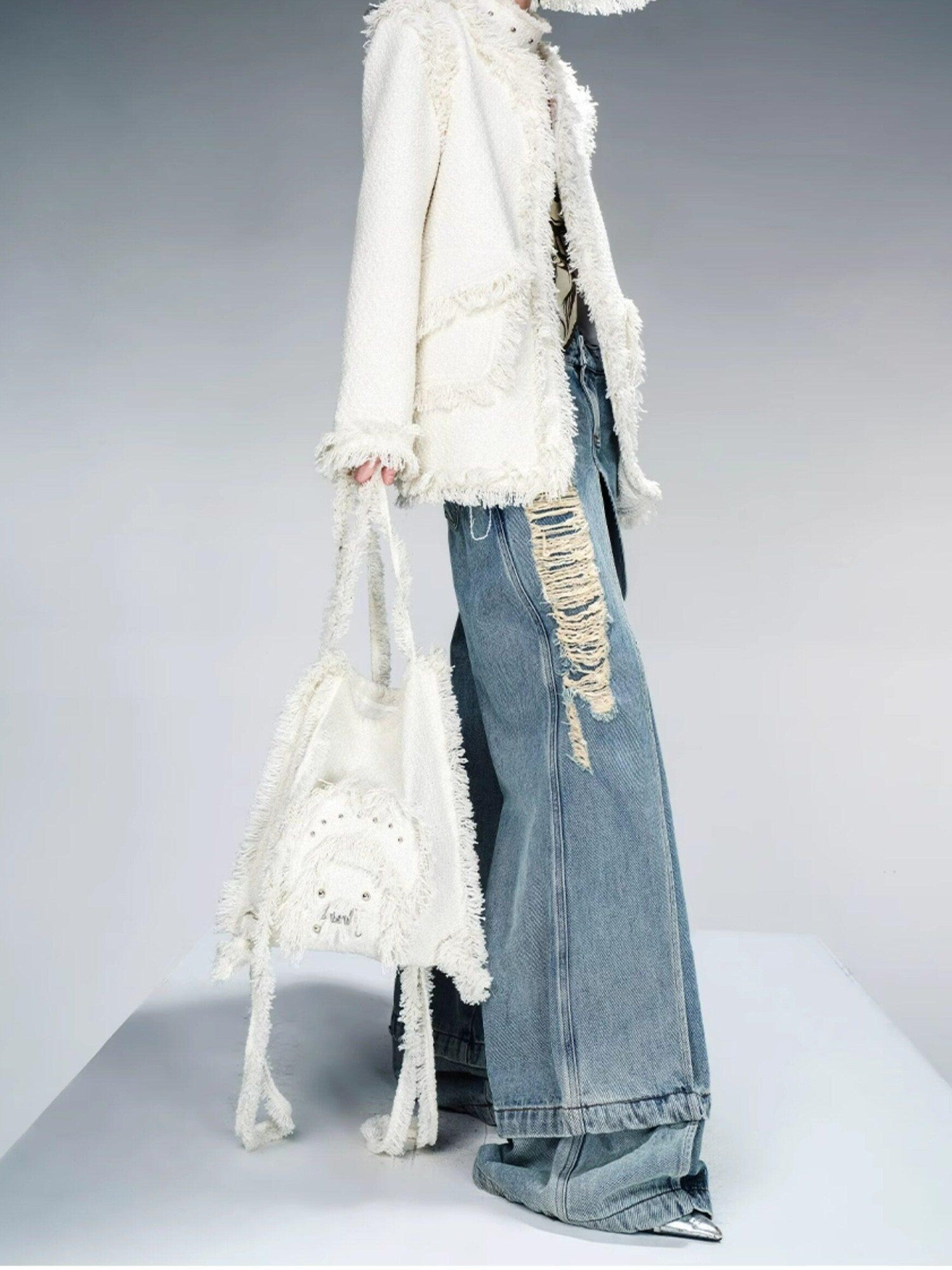 NORTH NODE Elegant Structured V-neck Button Long Sleeve Women&