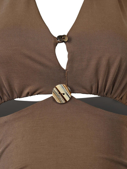 NORTH NODE Eye Hollow Cutout Halter Neck Slim Fit Women&