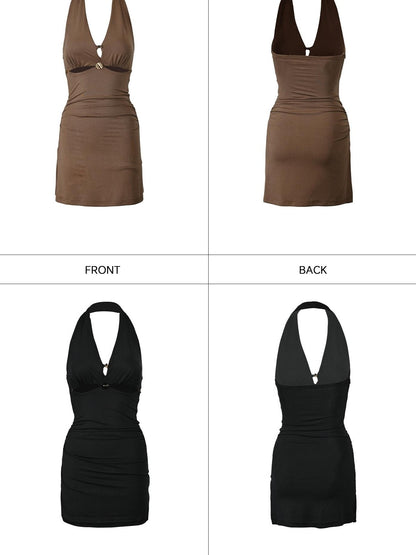 NORTH NODE Eye Hollow Cutout Halter Neck Slim Fit Women&