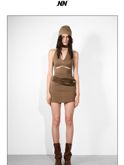 NORTH NODE Eye Hollow Cutout Halter Neck Slim Fit Women&
