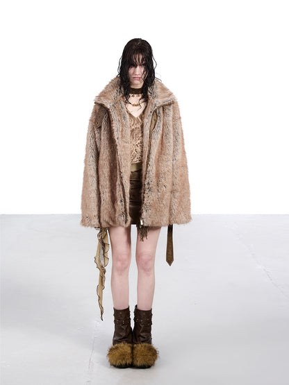 NORTH_NODE_Faded_Wash_Faux_Fur_Patchwork_Zip_Stand_Collar_Women&