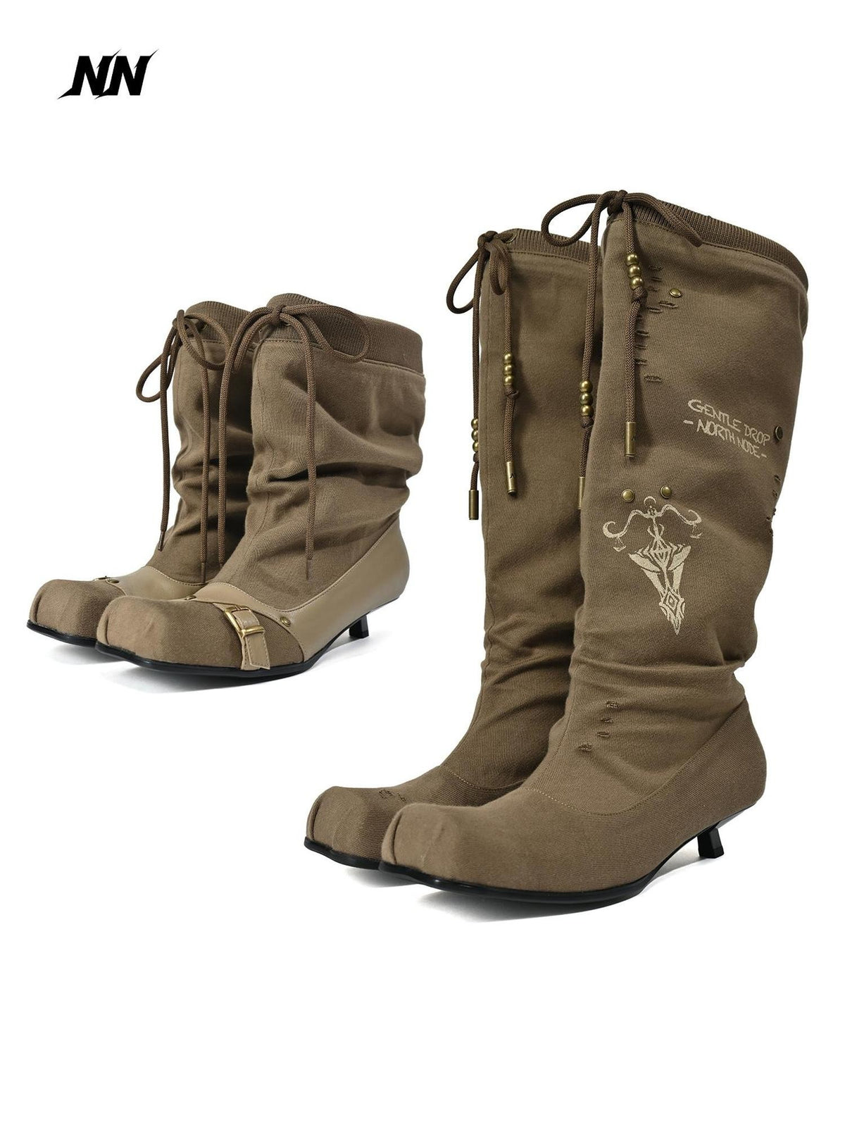 NORTH NODE Fashion Lace Up Fabric Pu Women&