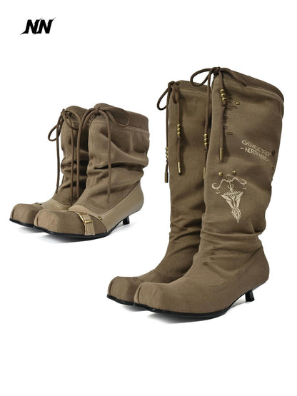 NORTH NODE Fashion Lace Up Fabric Pu Women&
