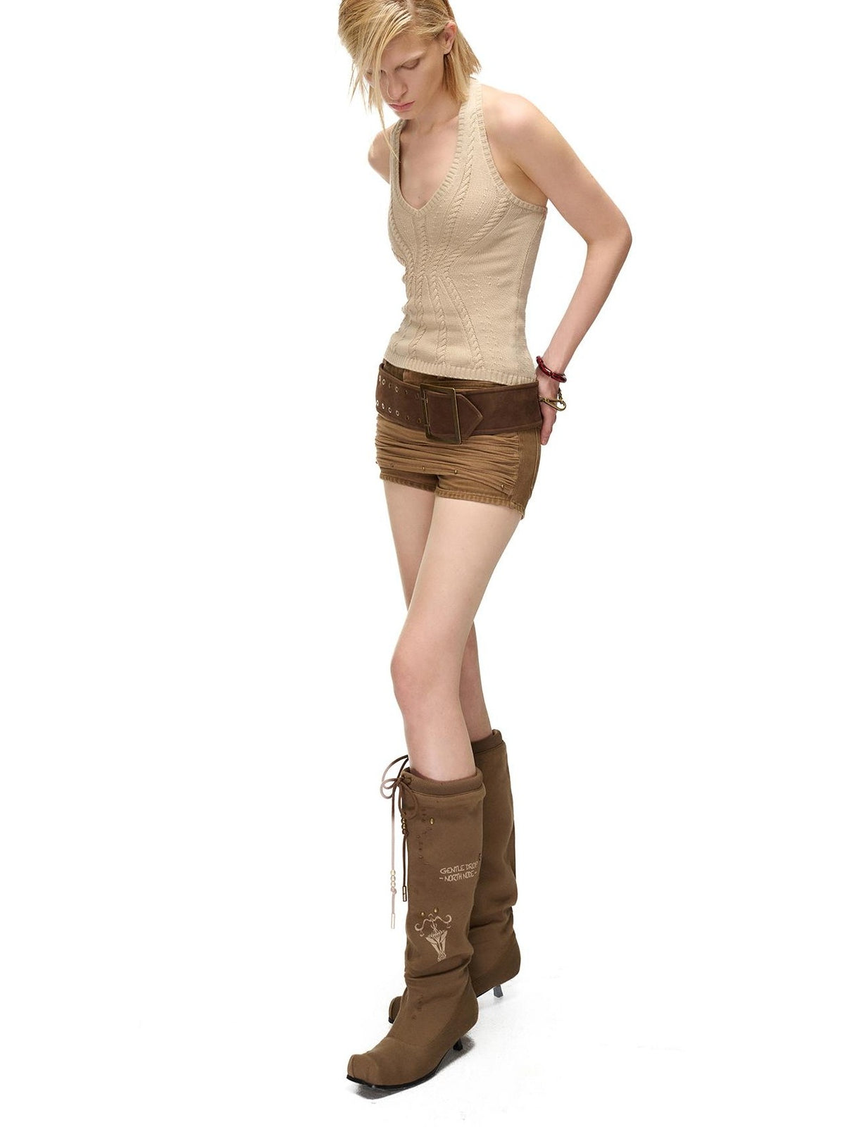 NORTH NODE Fashion Lace Up Fabric Pu Women&