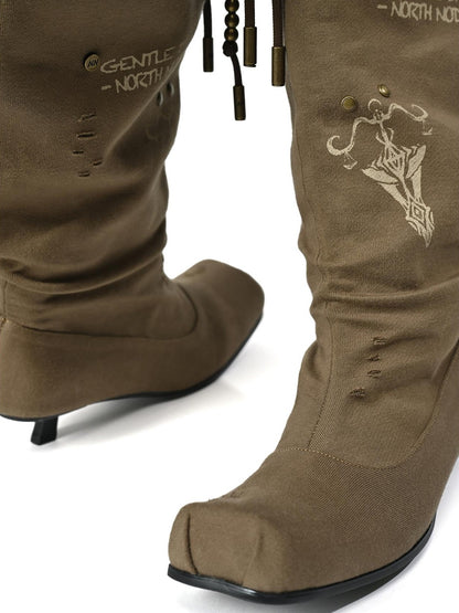 NORTH NODE Fashion Lace Up Fabric Pu Women&