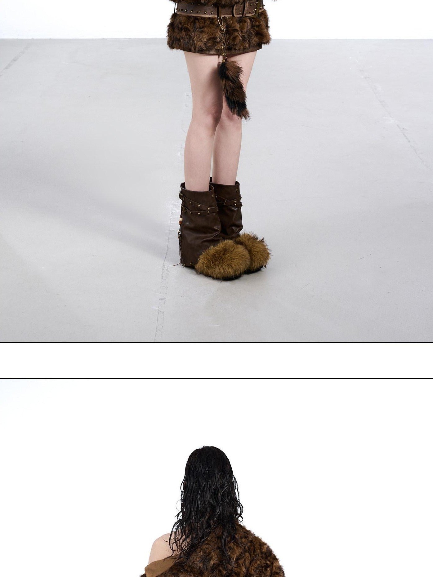 NORTH NODE Faux Fur Lapel Cropped Loose Women&
