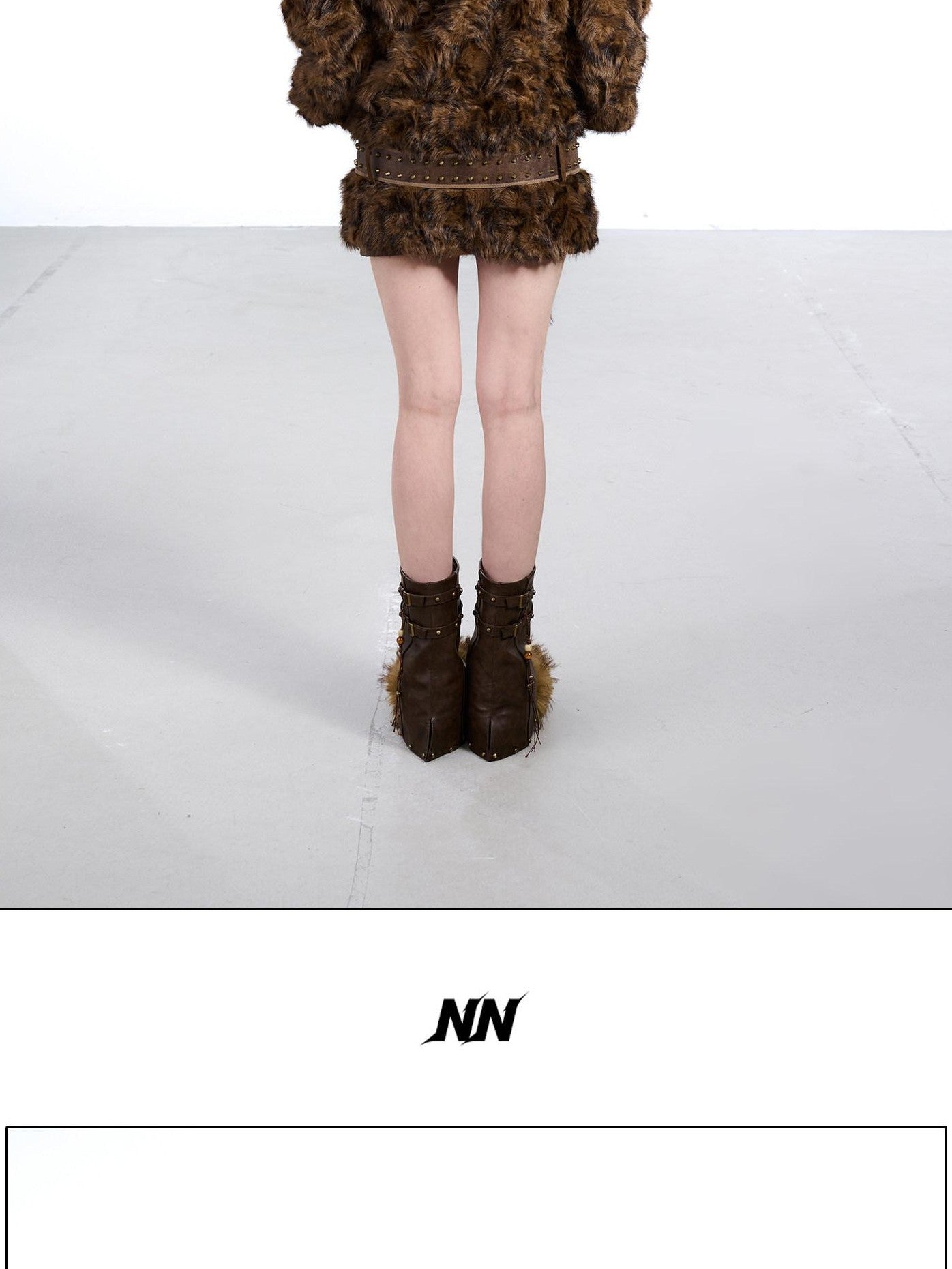 NORTH NODE Faux Fur Lapel Cropped Loose Women&