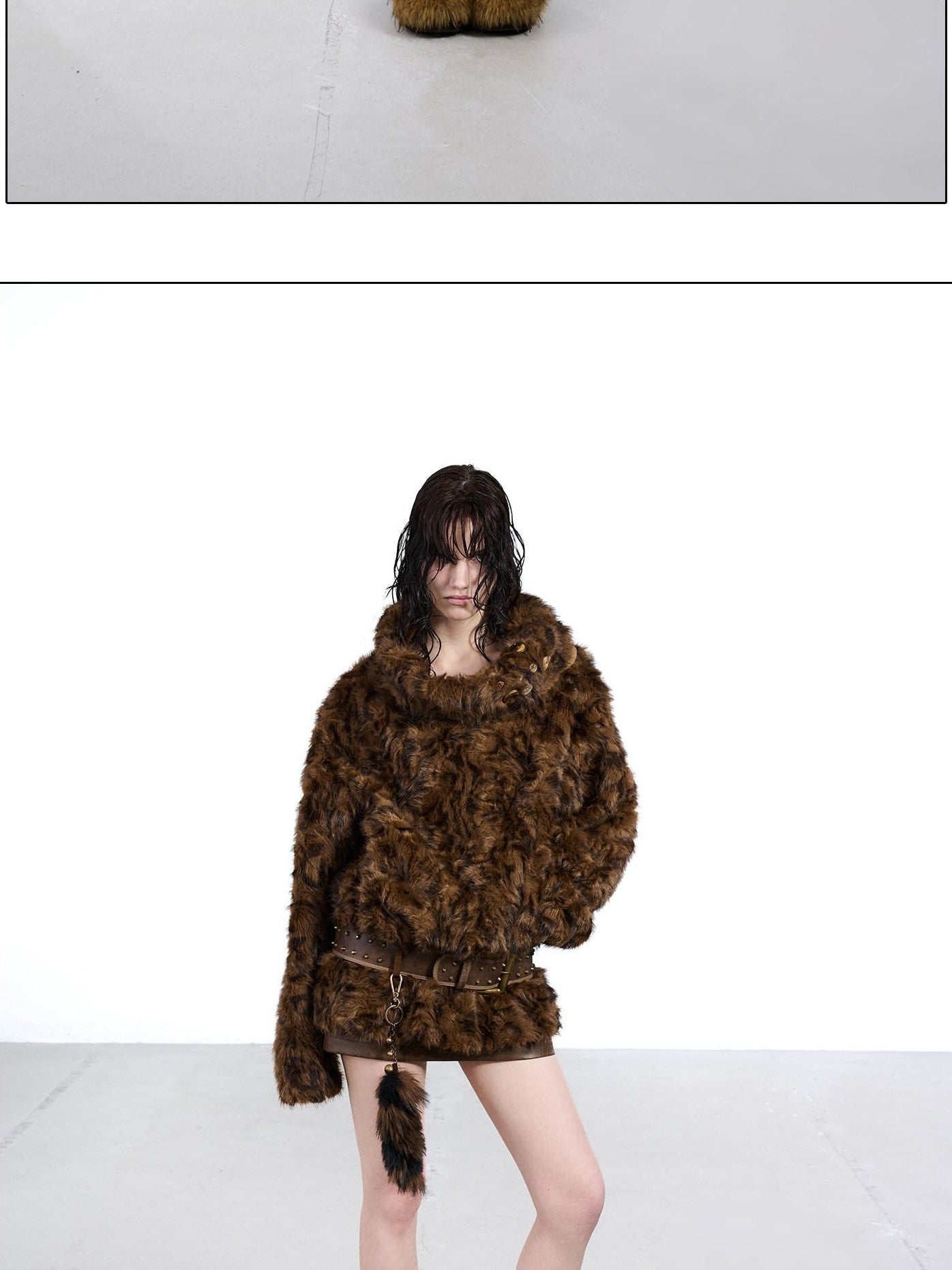 NORTH NODE Faux Fur Lapel Cropped Loose Women&