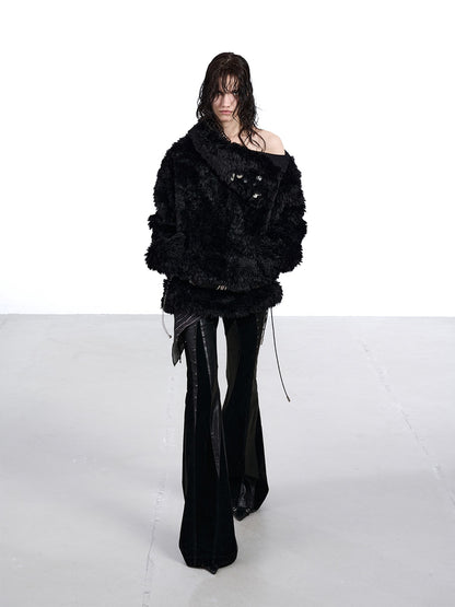 NORTH NODE Faux Fur Lapel Cropped Loose Women&