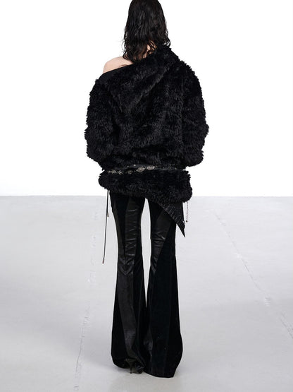 NORTH NODE Faux Fur Lapel Cropped Loose Women&
