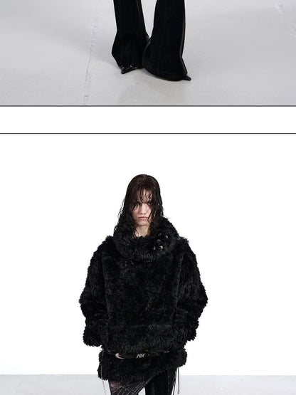 NORTH NODE Faux Fur Lapel Cropped Loose Women&