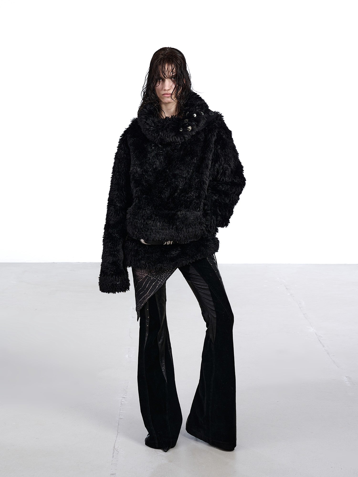 NORTH NODE Faux Fur Lapel Cropped Loose Women&