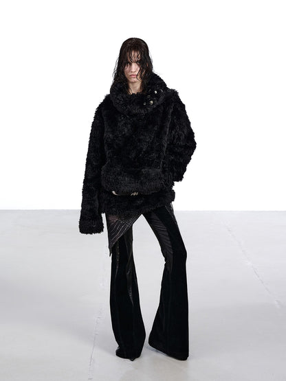 NORTH NODE Faux Fur Lapel Cropped Loose Women&