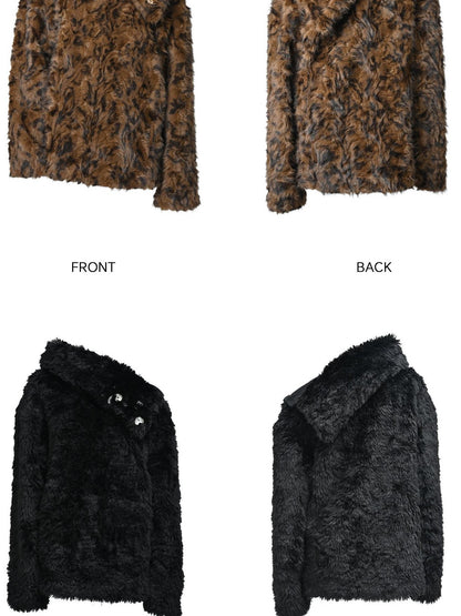 NORTH NODE Faux Fur Lapel Cropped Loose Women&