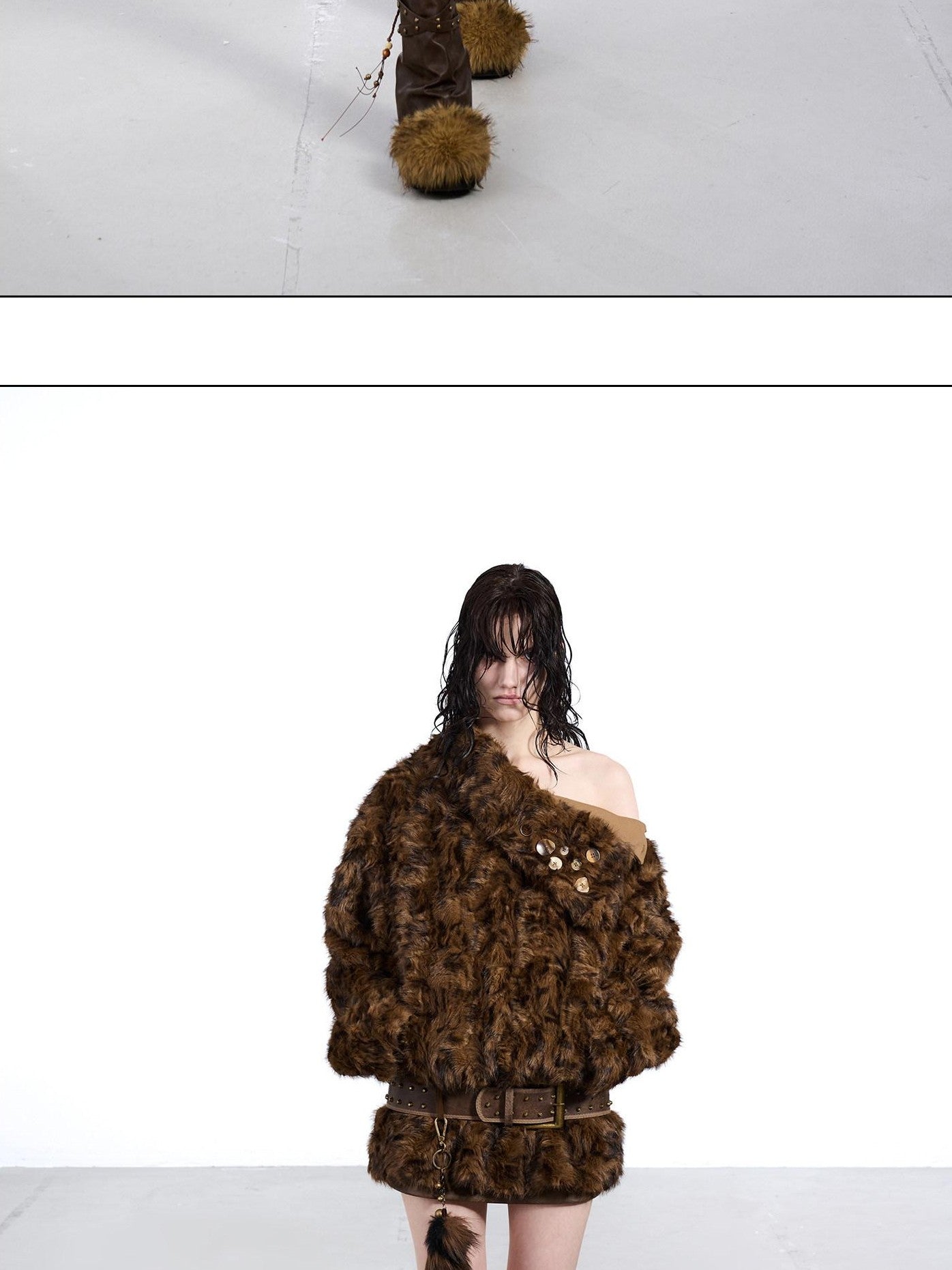 NORTH NODE Faux Fur Lapel Cropped Loose Women&