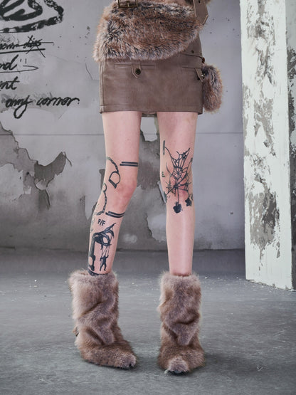 NORTH_NODE_Faux_Fur_Patchwork_Bodycon_Mid_Waist_Side_Zipper_Women&