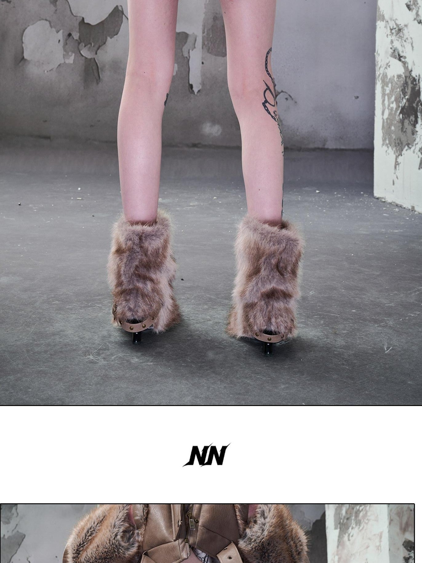 NORTH NODE Faux Fur Patchwork Bodycon Mid Waist Side Zipper Women&