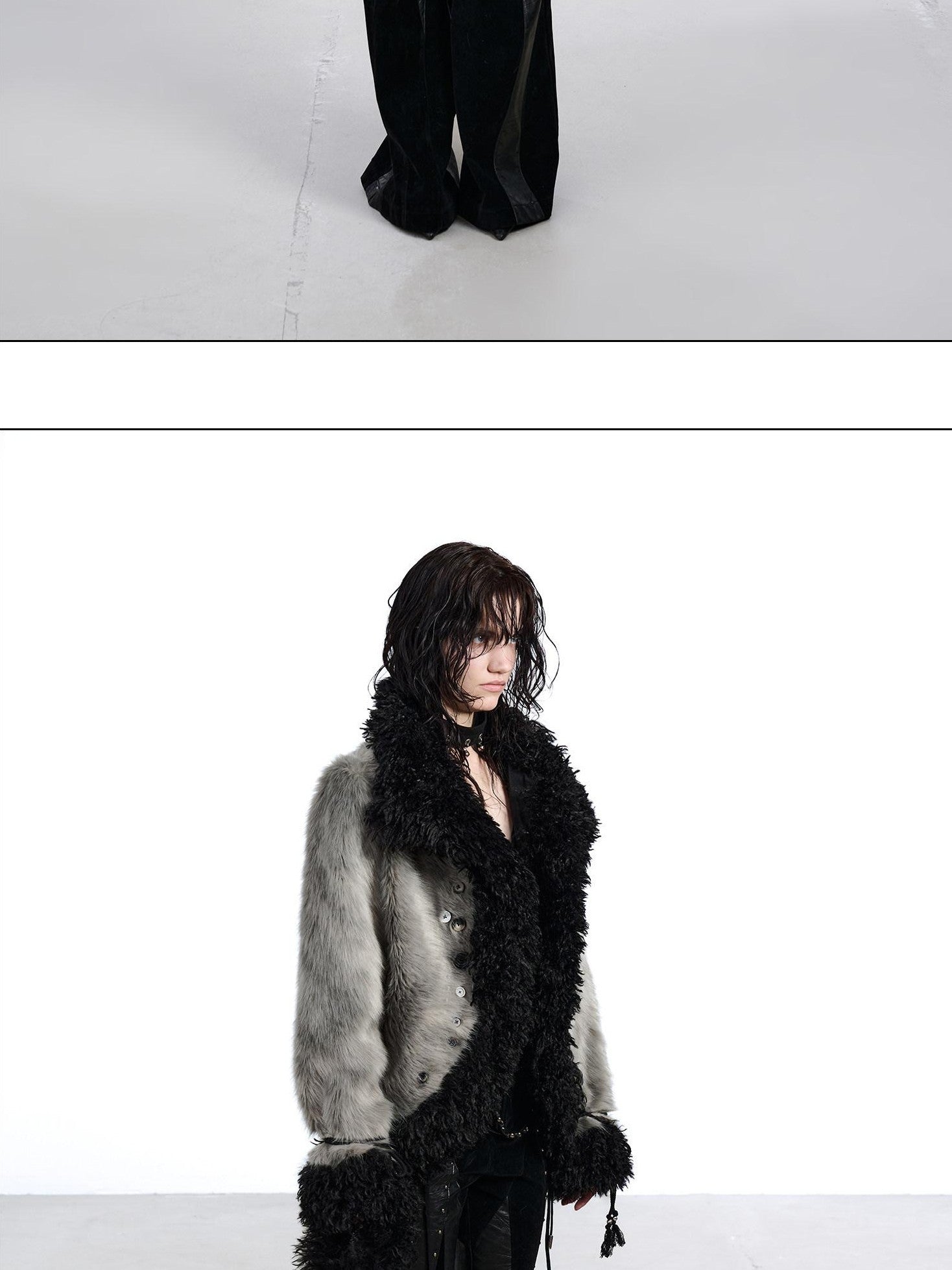 NORTH NODE Faux Fur Patchwork Handmade Buttons Lapel Women&