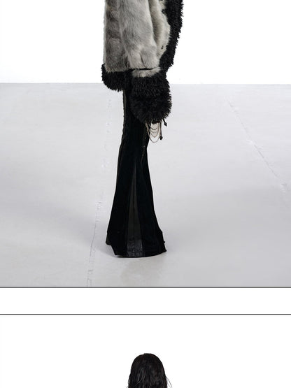 NORTH NODE Faux Fur Patchwork Handmade Buttons Lapel Women&