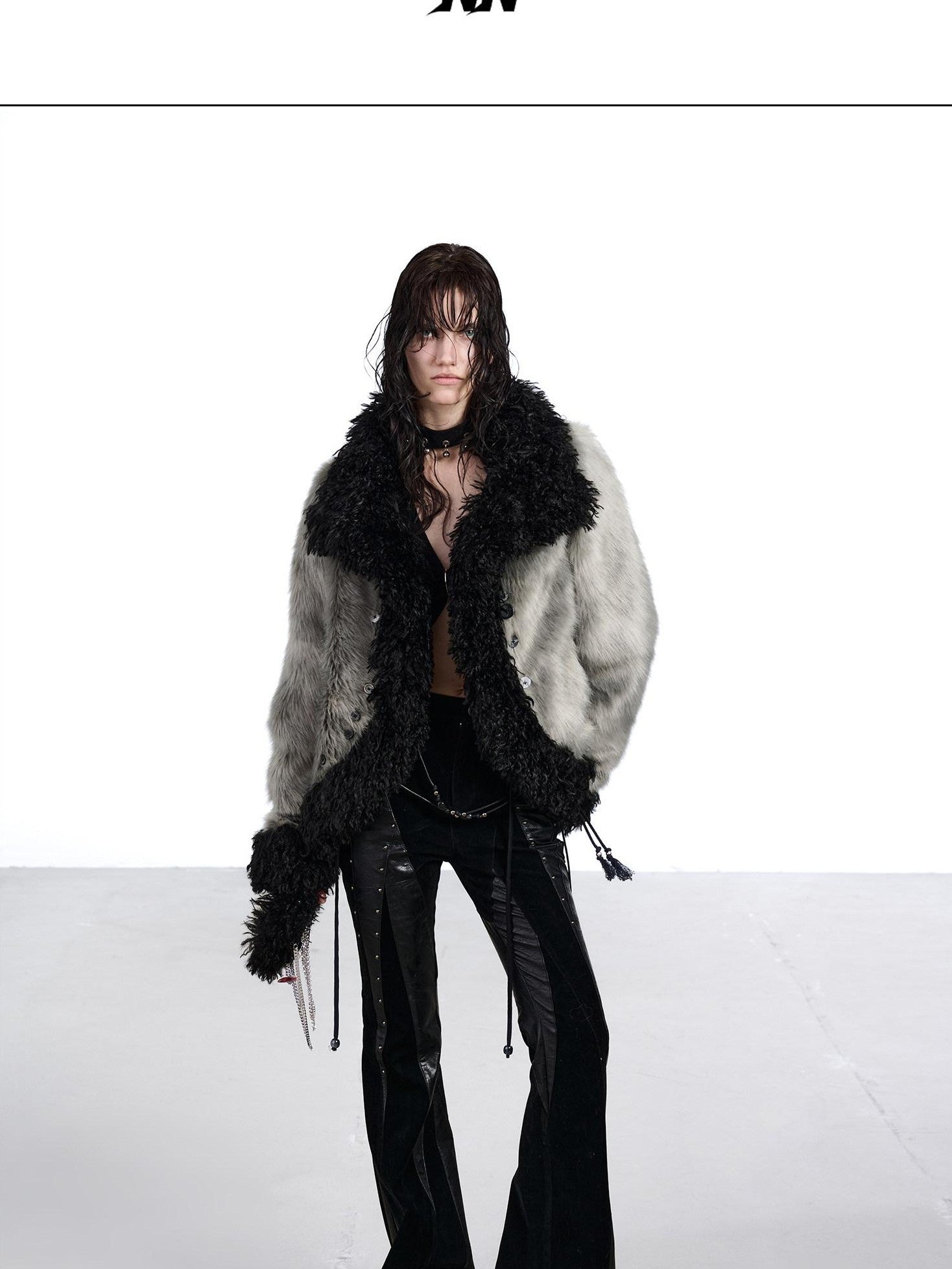 NORTH NODE Faux Fur Patchwork Handmade Buttons Lapel Women&
