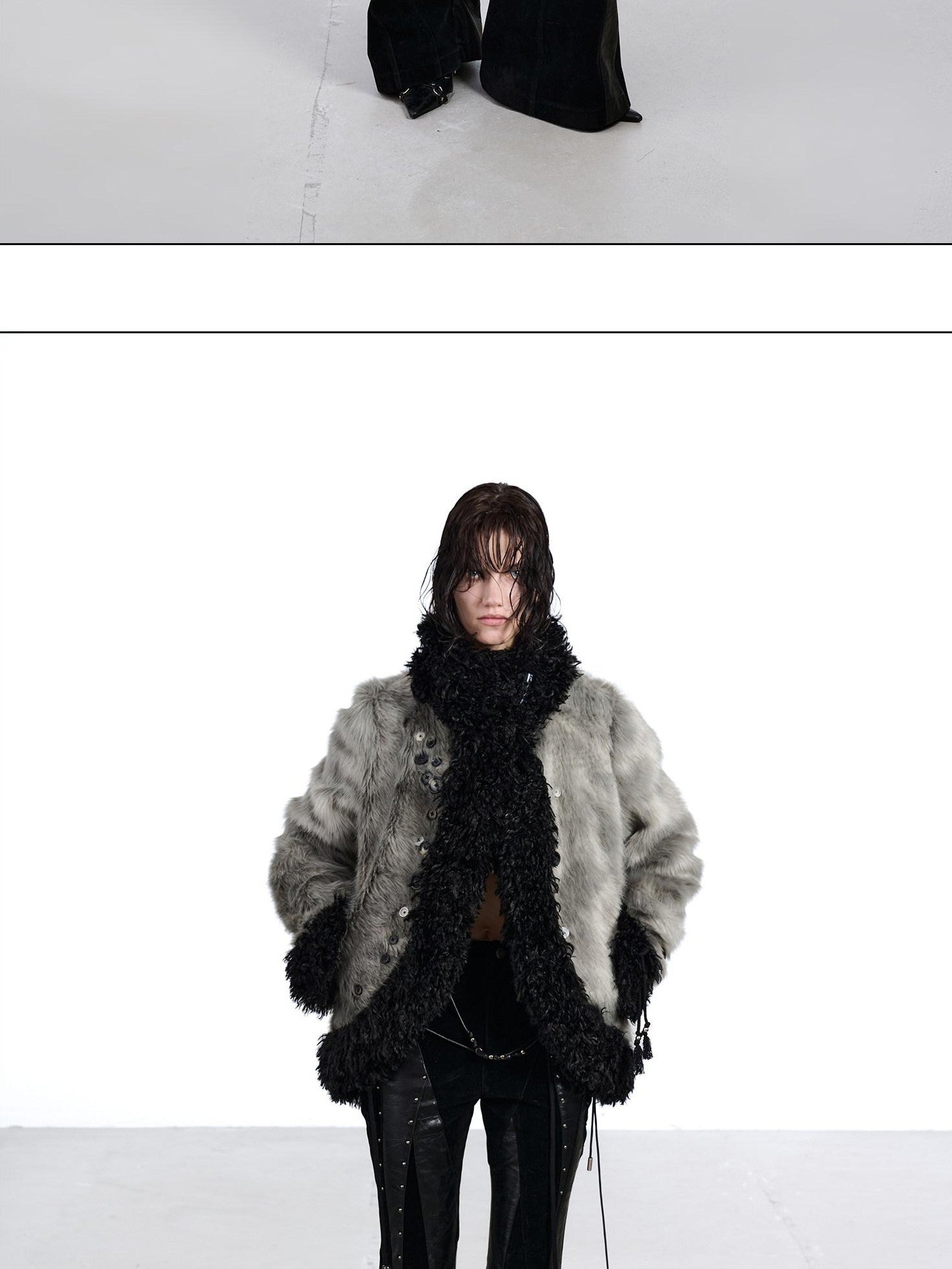 NORTH NODE Faux Fur Patchwork Handmade Buttons Lapel Women&