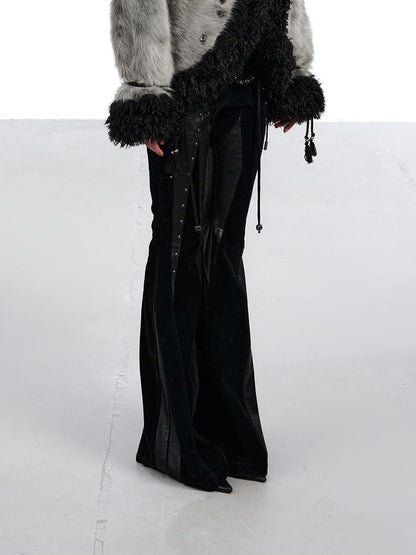 NORTH NODE Faux Fur Patchwork Handmade Buttons Lapel Women&