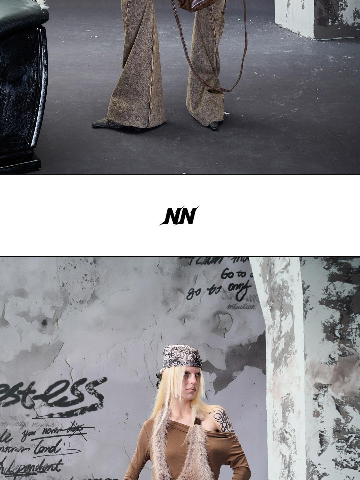 NORTH NODE Faux Fur Patchwork One Shoulder Punk Women&