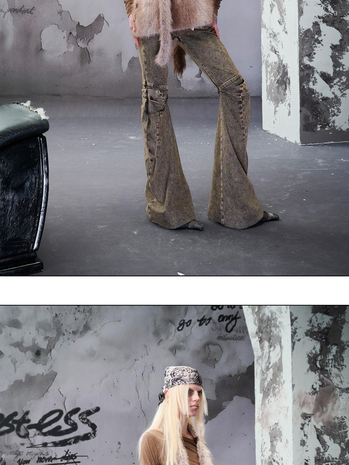 NORTH NODE Faux Fur Patchwork One Shoulder Punk Women&